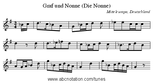 Graf und Nonne (Die Nonne) - staff notation