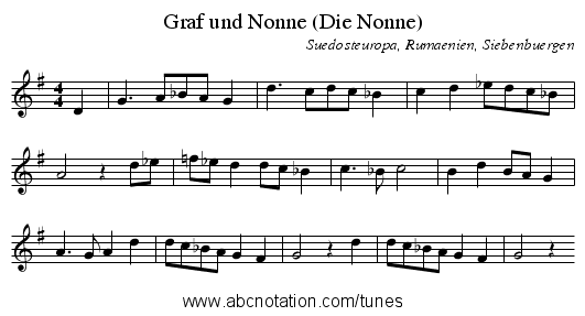 Graf und Nonne (Die Nonne) - staff notation