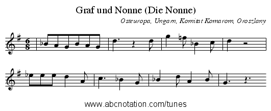 Graf und Nonne (Die Nonne) - staff notation