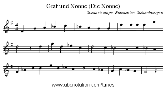 Graf und Nonne (Die Nonne) - staff notation