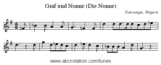 Graf und Nonne (Die Nonne) - staff notation