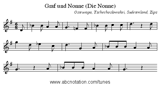 Graf und Nonne (Die Nonne) - staff notation