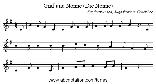 Graf und Nonne (Die Nonne) - staff notation