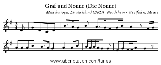 Graf und Nonne (Die Nonne) - staff notation