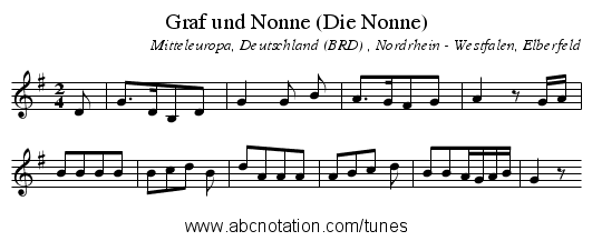 Graf und Nonne (Die Nonne) - staff notation
