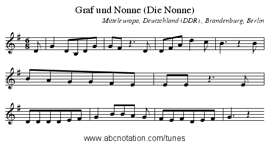 Graf und Nonne (Die Nonne) - staff notation