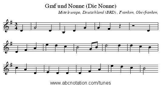 Graf und Nonne (Die Nonne) - staff notation