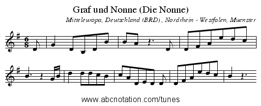 Graf und Nonne (Die Nonne) - staff notation
