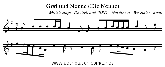 Graf und Nonne (Die Nonne) - staff notation
