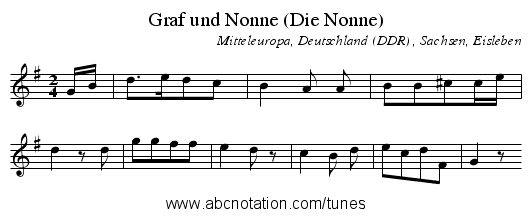 Graf und Nonne (Die Nonne) - staff notation