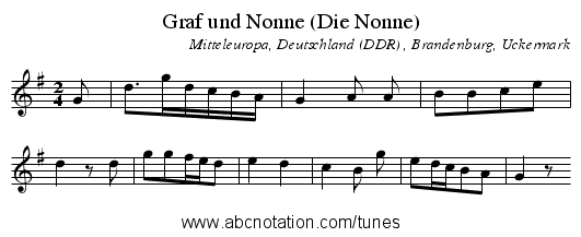 Graf und Nonne (Die Nonne) - staff notation