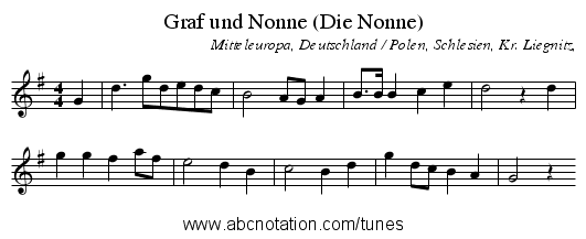 Graf und Nonne (Die Nonne) - staff notation