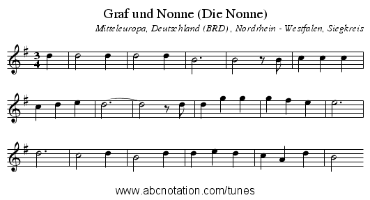 Graf und Nonne (Die Nonne) - staff notation