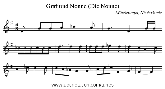 Graf und Nonne (Die Nonne) - staff notation