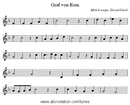 Graf von Rom - staff notation