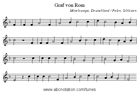 Graf von Rom - staff notation