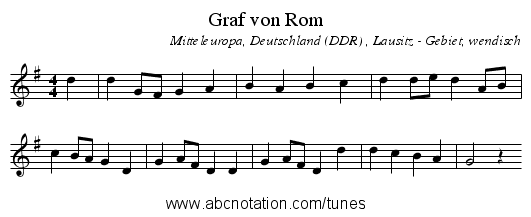 Graf von Rom - staff notation