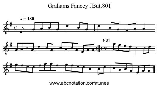 Grahams Fancey JBut.801 - staff notation