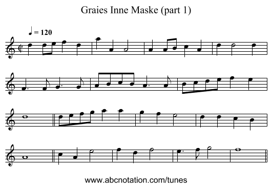 Graies Inne Maske (part 1) - staff notation