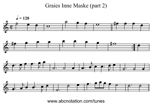 Graies Inne Maske (part 2) - staff notation