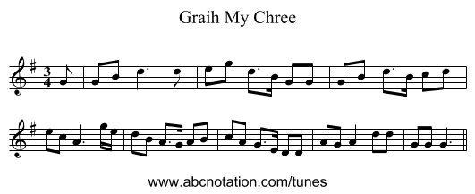 Graih My Chree - staff notation