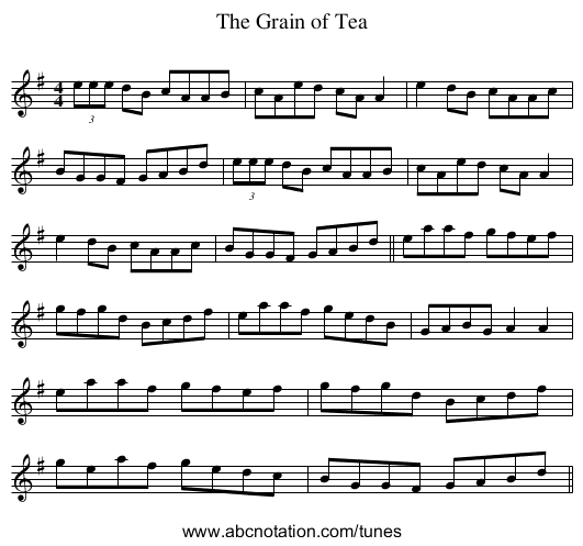 Grain of Tea, The - staff notation