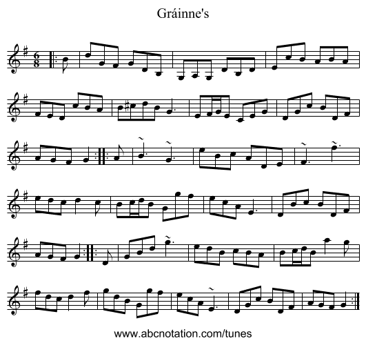 Gráinne's - staff notation