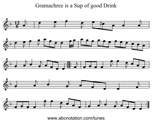 Gramachree is a Sup of good Drink - staff notation