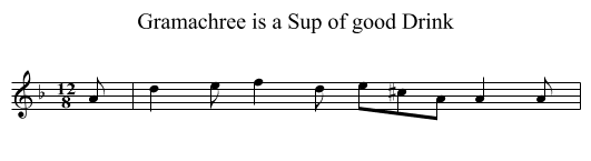 Gramachree is a Sup of good Drink - staff notation
