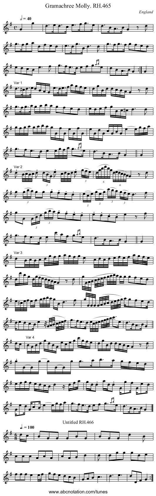 Gramachree Molly. RH.465 - staff notation