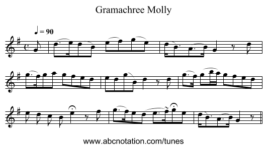 Gramachree Molly - staff notation