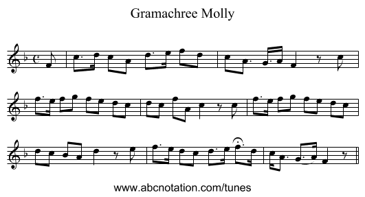 Gramachree Molly - staff notation
