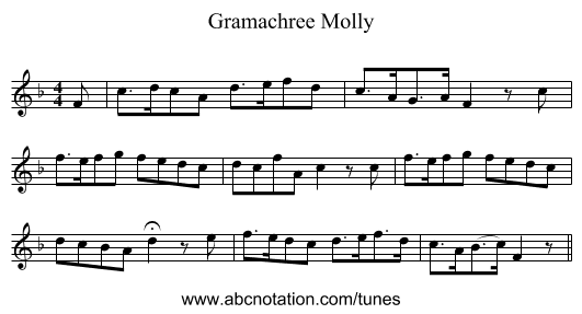 Gramachree Molly - staff notation