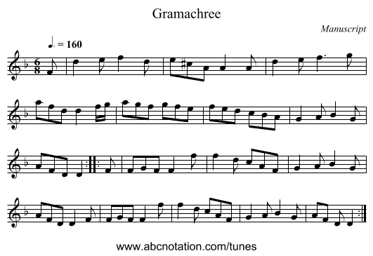 Gramachree - staff notation