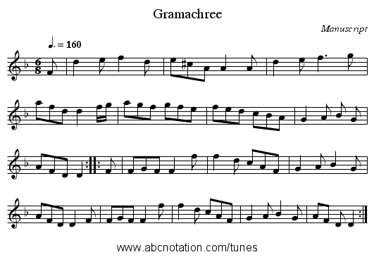 Gramachree - staff notation