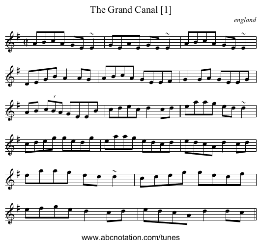 Grand Canal [1], The - staff notation