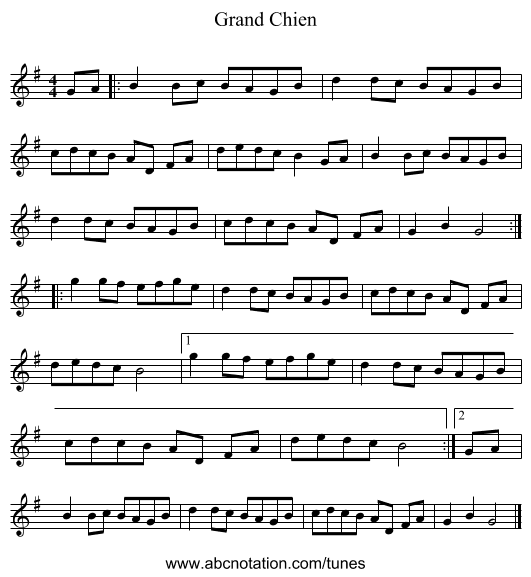 Grand Chien - staff notation