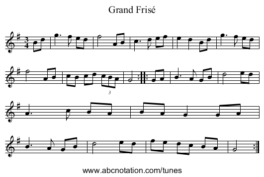 Grand Frisé - staff notation