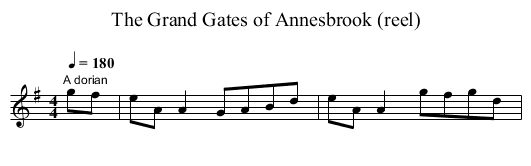 Grand Gates of Annesbrook (reel), The - staff notation