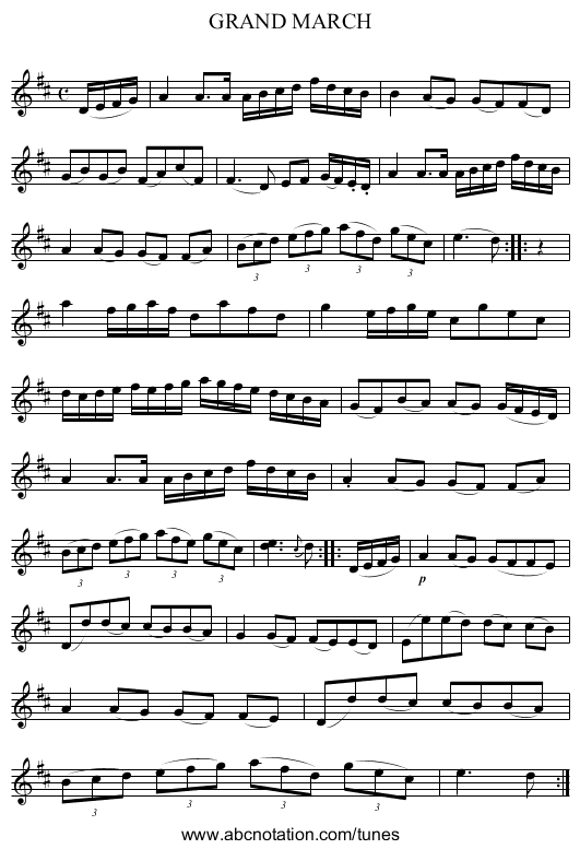GRAND MARCH - staff notation