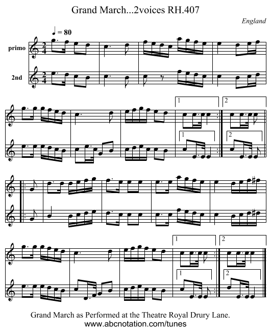 Grand March...2voices RH.407 - staff notation