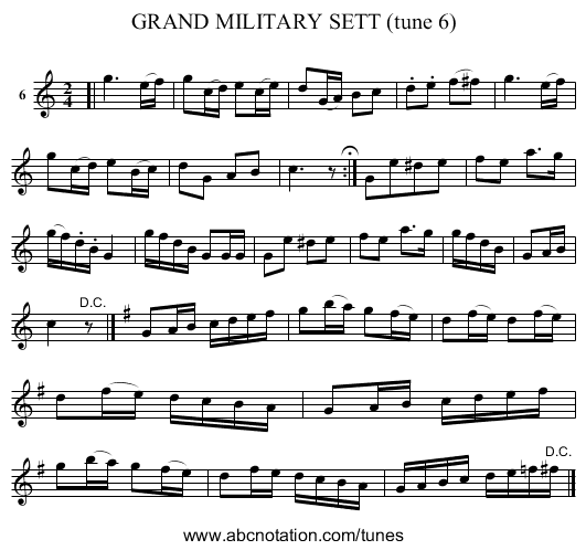 GRAND MILITARY SETT (tune 6) - staff notation