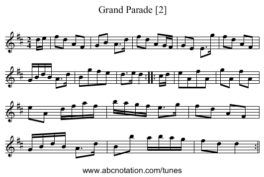 Grand Parade [2] - staff notation