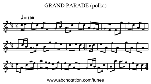 GRAND PARADE (polka) - staff notation