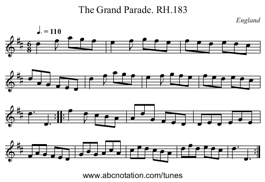 Grand Parade. RH.183, The - staff notation