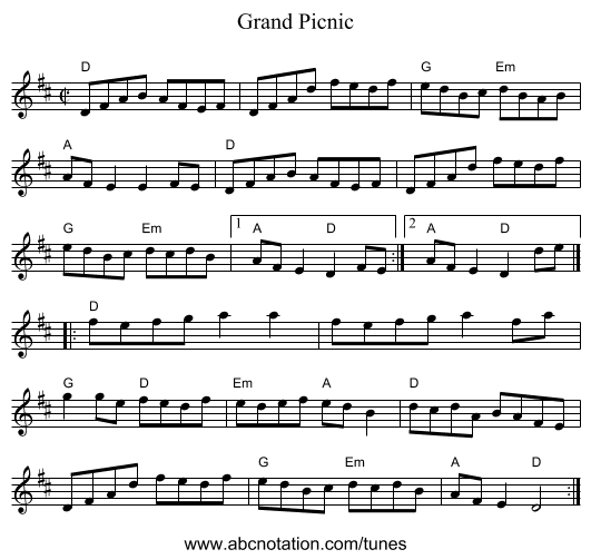 Grand Picnic - staff notation