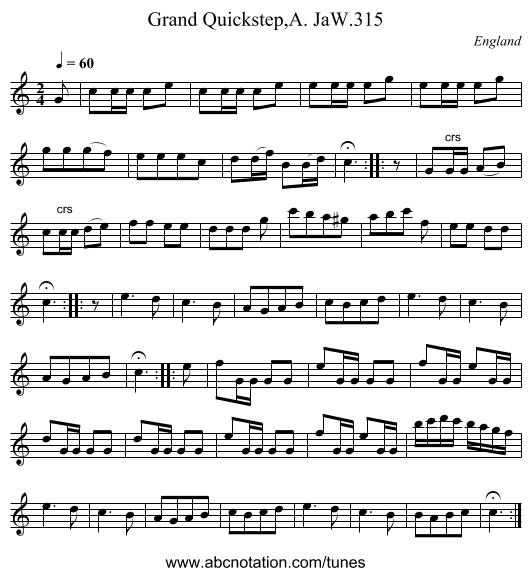 Grand Quickstep,A. JaW.315 - staff notation