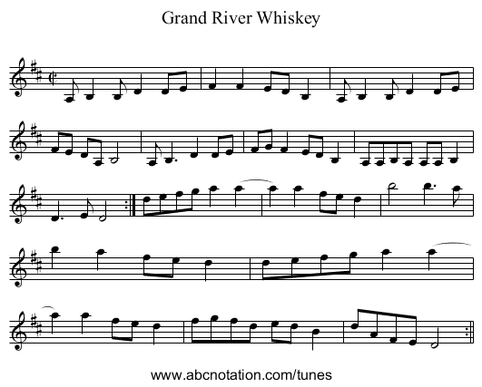 Grand River Whiskey - staff notation