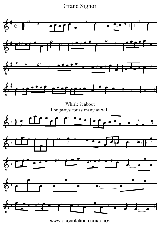 Grand Signor - staff notation
