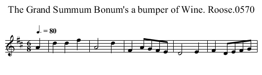 Grand Summum Bonum's a bumper of Wine. Roose.0570, The - staff notation